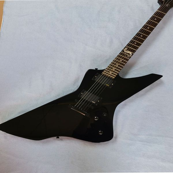 

cool black 6-string electric guitar fine workmanship good sound quality mail home customizable