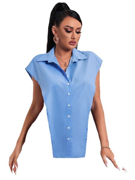 

sxy button front batwing sleeve blouse without chain belt i0yi#, White