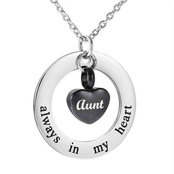 

jewelry cremation for ashes necklace always in my heart stainless steel waterproof memorial keepsake beautiful pendant-black2988, Silver