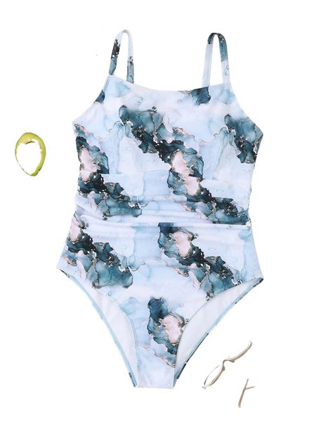 

plus marble print one piece swimsuit l0qq#, White;black