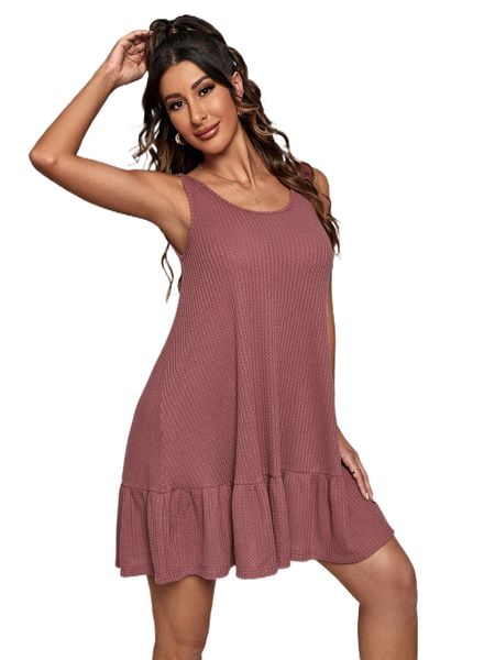 

ruffle hem lounge dress t7bd#, Black;red