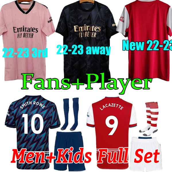 

arsen 2021 2022 2023 soccer jersey 21 22 23 saka nicolas tierney henry willian maitland odegaard niles football shirt kid full set socks pla, Black;yellow