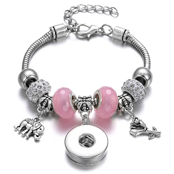Ciondoli in argento sterling 925 alla moda elastico in metallo 18mm braccialetto con bottone a pressione braccialetti perline originale braccialetto Pandora creazione di gioielli regalo fai da te