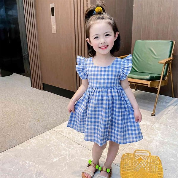 

girl dresses plaid pattern girl child dress casual style kids dress summer kids costume 210412, Red;yellow
