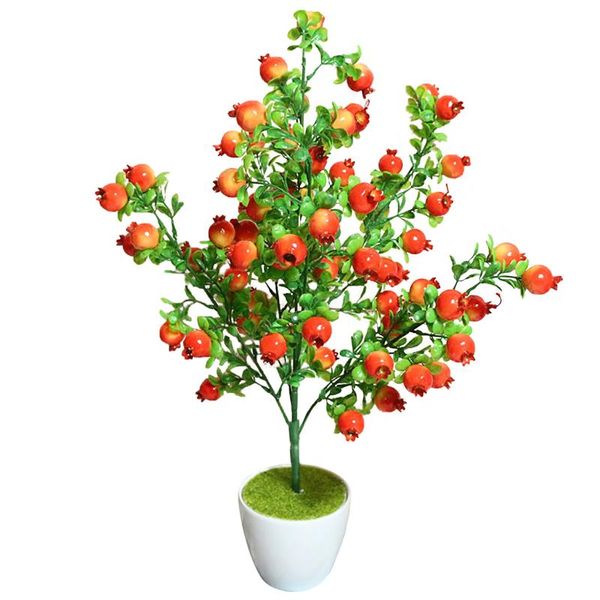 Party-Dekoration, Simulation Obstbaum, künstliche Pflanze, Orange, Pfirsich, Granatapfelzweig, 50 cm, Schaumstoff, für Zuhause, Outdoor, Garten, Küche, Dekoration