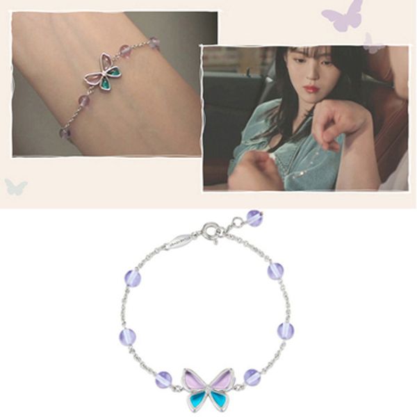 

han so hee nevertheless drama same stone butterfly bracelet korean style elegant crystal jewelry for women girls 220809, Golden;silver