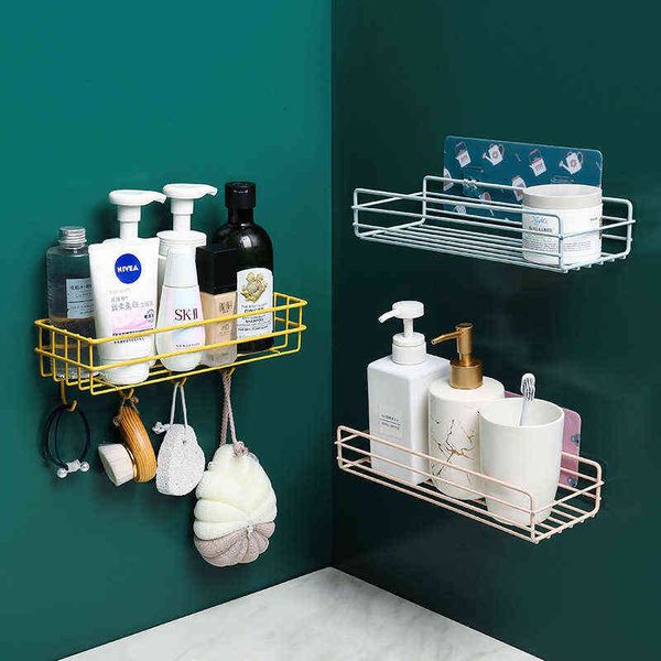 

296 multifunctional iron bathroom storage rack with hole hook wall hanging shower gel and toiletri