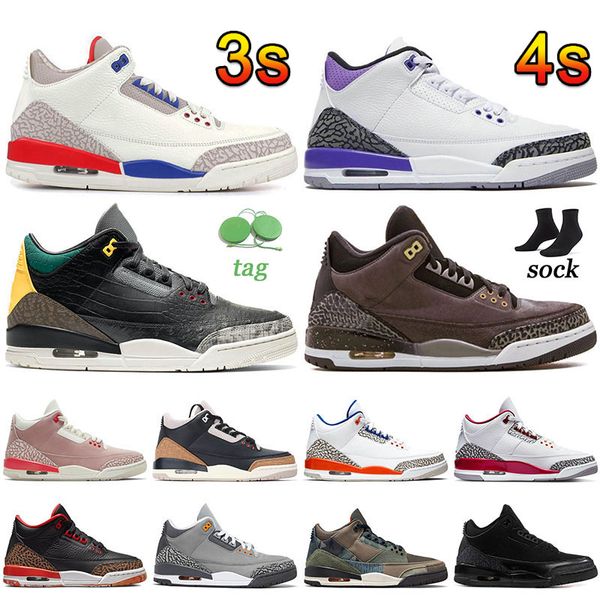 

2022 mens basketball shoes jumpman 3 3s usa chicogo flight dark iris court purple animal pack black cat cactus jack kumquat red men trainers