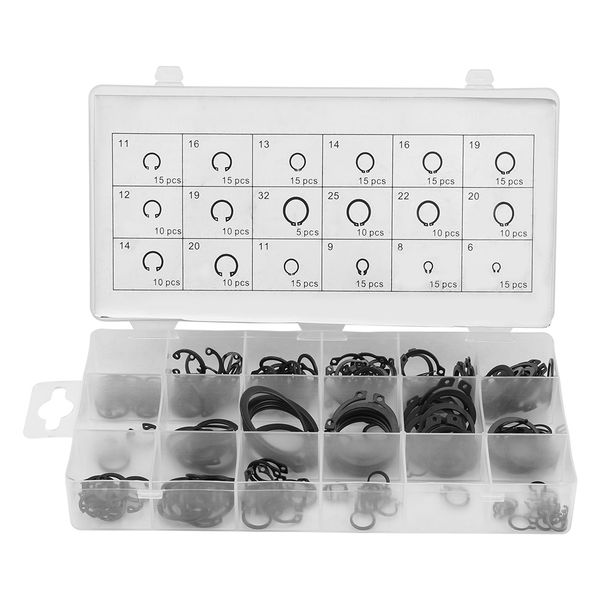 

225pcs internal external snap retaining ring circlip assortment box set 18 sizes