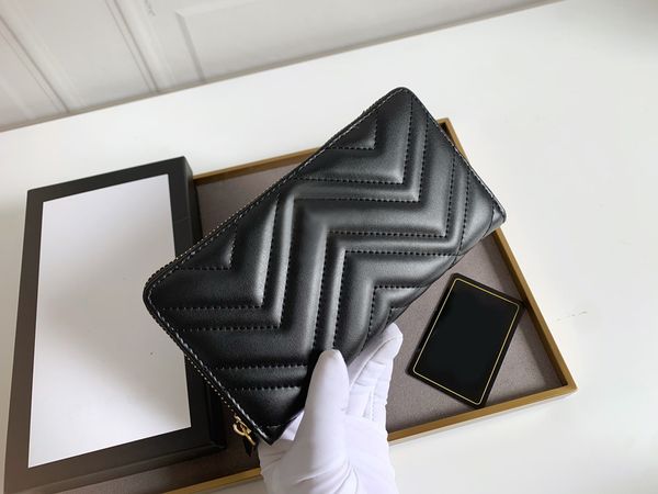 

fashion designers marmont wallet mens women long wallets retro metal brand mark coin purse card holder clutch with origina box dust bag 443g, Red;black