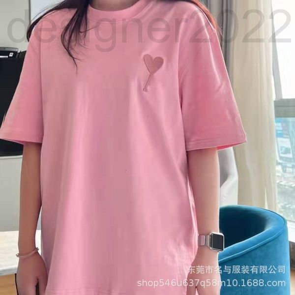 

women's t-shirt designer am home spring and summer macarone candy light color love embroidery t-shirt loose round neck short sleeve ul7, White
