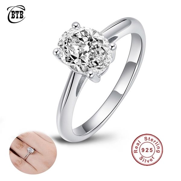 

s925 sterling silver ring oval 2ct wedding rings for women engagement diamond ring simple fine jewelry wholesale 220728, Slivery;golden
