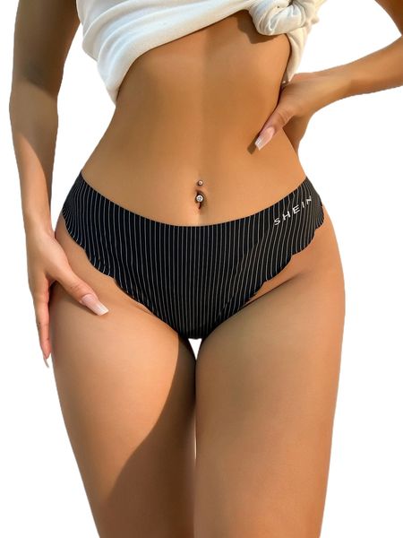 

striped & letter graphic thong y3oc#, Black;red