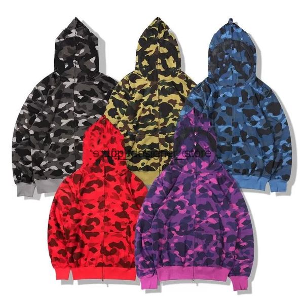 

mens hooded hoodies fashion mens stylist cartoon camouflage printing jacket men womens cardigan casual sweatshirts 5 colors33, Black