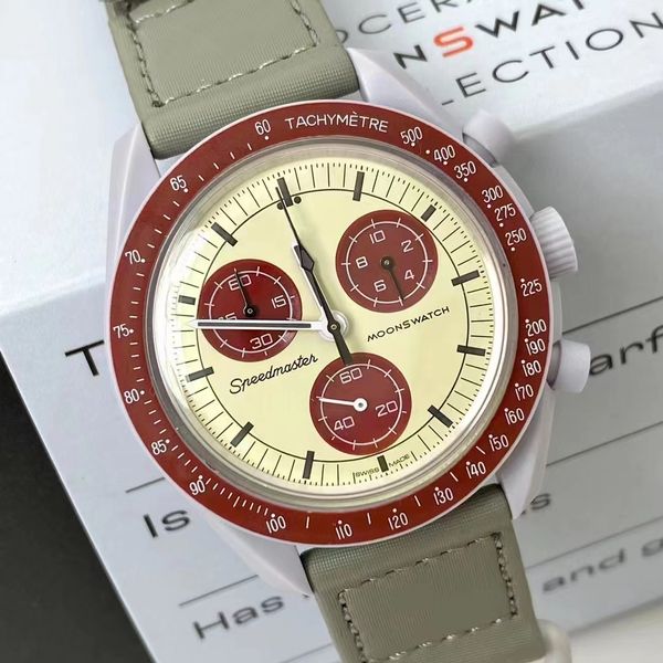 

new men's quartz watch moons solar system planet series pluto six-pin multi-function sports waterproof casual watch that calculates var, Slivery;brown