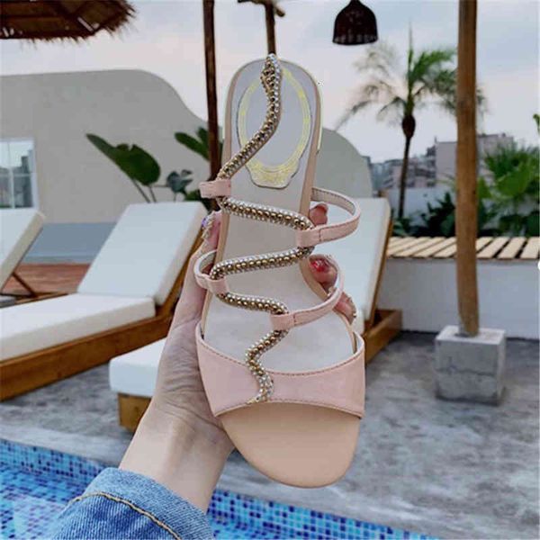 

slippers women's thick heel slippers design ins fashion zapatos de mujer snake style summer shoes women's cutting slides, Black