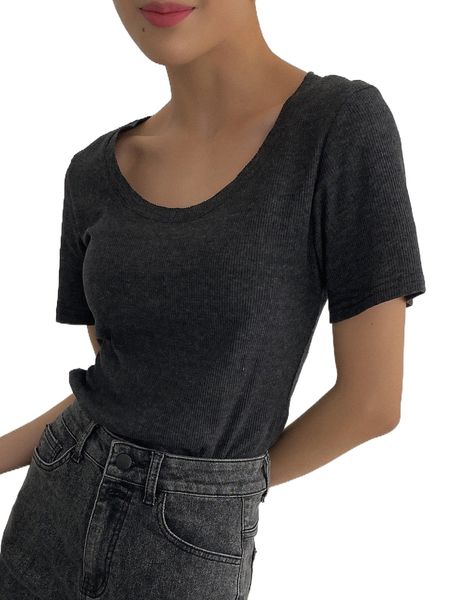 

dazy rib-knit scoop neck tee g5dj#, White