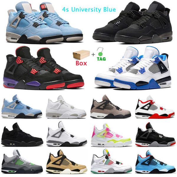 

basketball shoes 4s jumpman university blue 4 white oreo fire red taupe haze cool grey mushroom neon royalty mens trainers sport sneakers