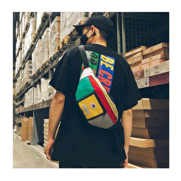 

canvas waist bag men fashion belt fanny pack casual street chest pouch b72 220531
