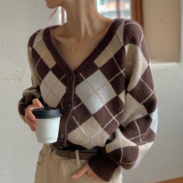 

women's knits & tees women's sweater warm loose coat long sleeve knitted sweaters autumn tricot knit ladies v-neck single breasted, White