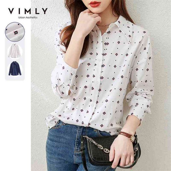 

vimly spring women floral print blouse fashion turn down collar single breasted shirt elegant female blusas f6166 210401, White
