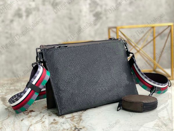 

in the loop trio pouch hand bag monograms canvas black taurillon monograms bright orange chain designer party bags m59681