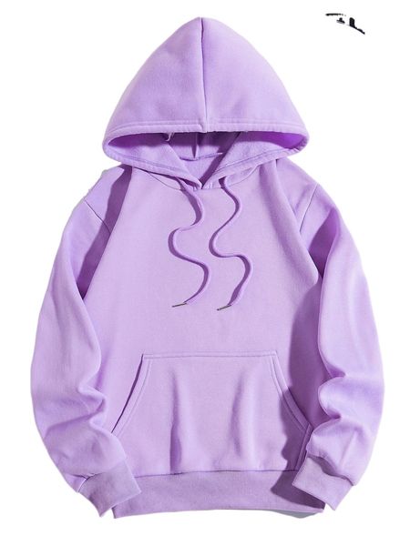 

kangaroo pocket solid thermal lined hoodie u5ak#, Black