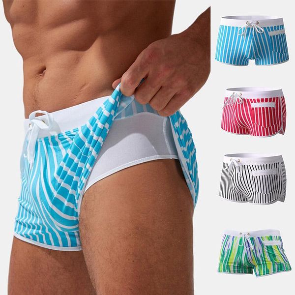 Herren-Shorts, Sommer-Männer, gestreift, Badebekleidung, Nylon, schnell trocknend, Badehose, Übergröße, Badeanzüge, modisch, für Männer, Sport, Strand, Surfen, kurz