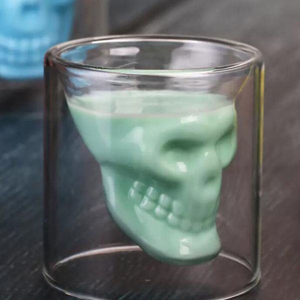 Creative Bar Festa Drinkware Crânio Transparente Copo de Vinho Crânio Tiro De Vidro De Cerveja Óculos De Uísque Cristal Skeleton Water Cup
