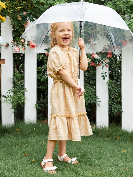 

toddler girls bishop sleeve plaid 1 & ruffle hem 1 skirt set she, White