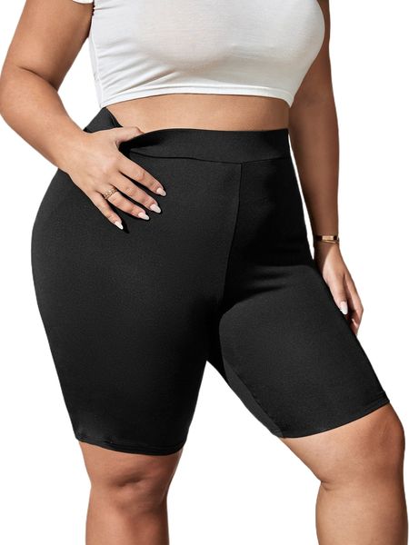 

plus high waist biker shorts h00r#, Black