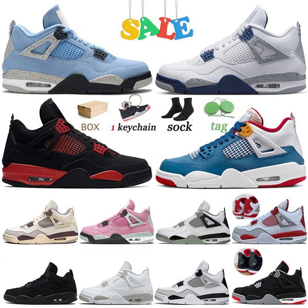 

2023 with box 4 4s jumpman basketball shoes messy room size 50 men women white sneakers iv blue red thunder cactus jack bred military black