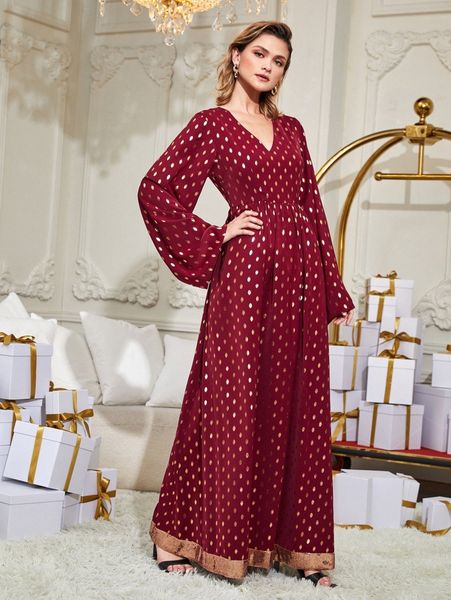 

x holichic gold dot contrast sequin trumpet sleeve maxi dress 87hq#, Black;gray