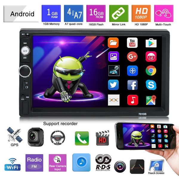

universal 7 inch 2din car dvd player android gps navigation support mirror link reversing camera wifi bluetooth rds mp5 function