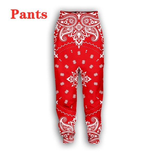 Nova moda 3D Impresso Padrão nacional de vento Jogger Sortpants Mulheres homens comprimento total calças de hip-hop Bandana Red Paisley 006