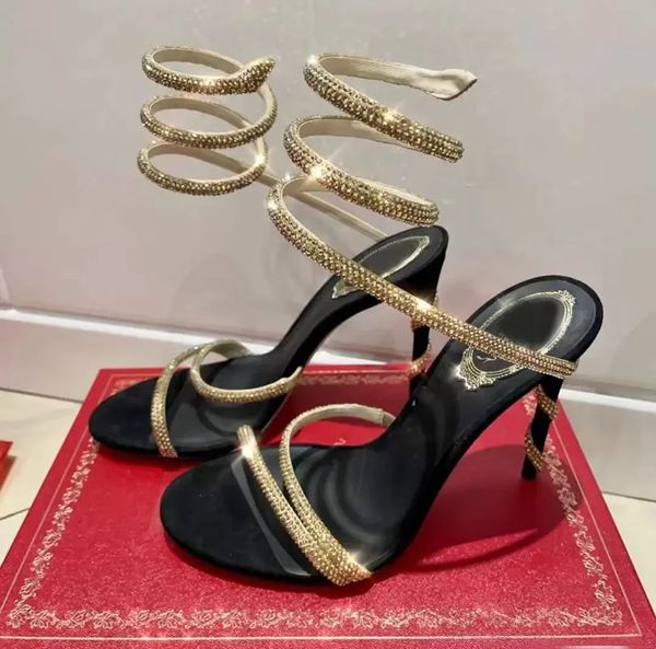 

tiletto heels sandals crystals embellished 10mm rhinestone designers wraparound leather outsole dress shoe sandal rhinestone evening shoes w, Black