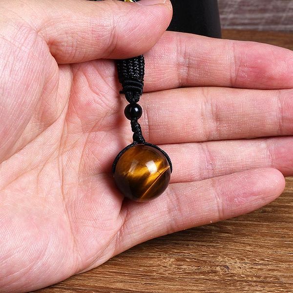 Anhänger Halsketten Natürliche Royal Tiger Eye Bead Frau Transfer Glück Perlen Halskette Amulett Seil Kette Handgemachte Schmuck GeschenkAnhänger