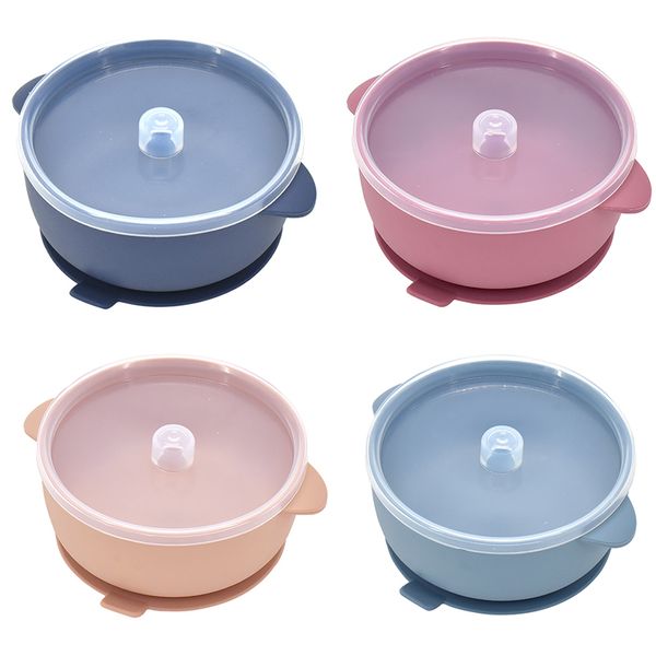 Ciotola in silicone per bambini da 400 ml con coperchio per l'alimentazione da tavola Set di piatti per bambini Piatti Piatti da cucina 220708