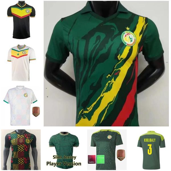 

2021 2022 2023 senegal national team mens soccer jerseys 21 22 23 koulibaly balde mane kouyate sarr 2022 home white away green football shir, Black;yellow