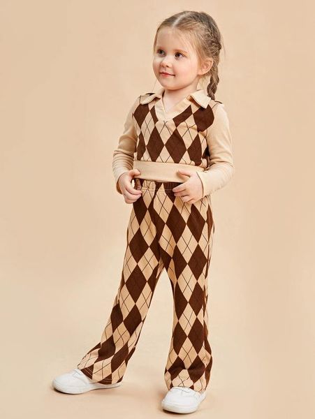 

toddler girls argyle print & pants she, White