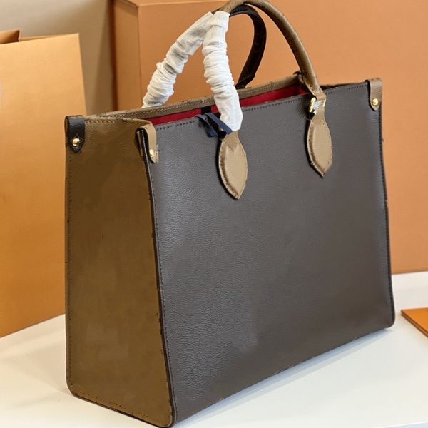 

2022 onthego hand bag large/m/s capacity totes fashion sac femme leather designers purse shoulder bags woman handle lady shopping bag