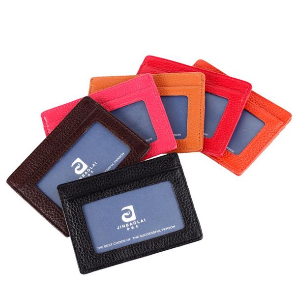 

multi color ultra thin genuine leather id bank credit card case wallet business card holder2754, Brown;gray