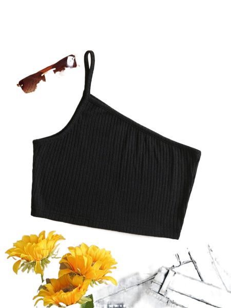 

one shoulder rib-knit j10d#, White