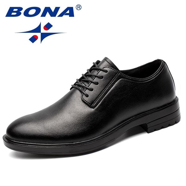 

bona new arrival classics style men formal shoes microfiber men dress shoes lace up male office shoes comfort 210312, Black