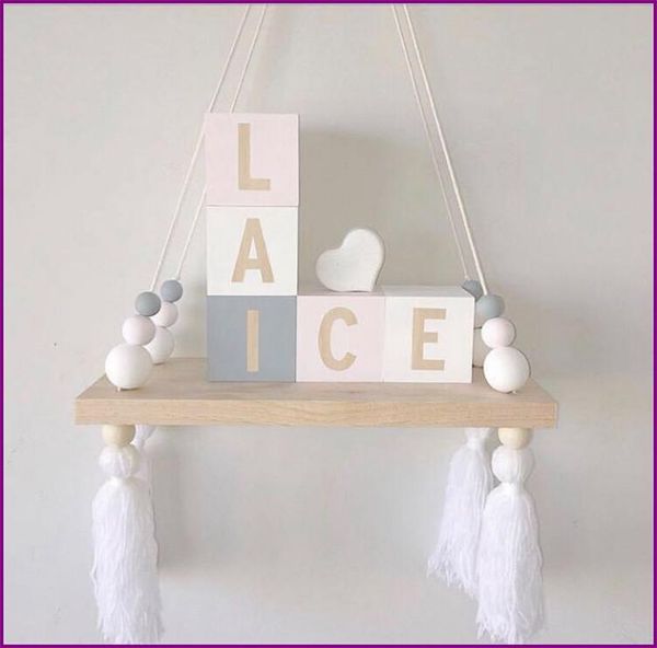 Ganci Guide Scaffali con perline di legno colorate in stile nordico con decorazione per assicelle da parete con nappe Decorazione per camerette per bambini Espositore per negozio di abbigliamento per bambini