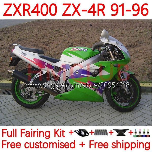 Kawasaki Ninja ZXR için Vücut Kiti 400 CC ZX-4R ZXR400 91 92 93 94 95 96 Kovuk 19no.0 ZX4R 400cc ZX 4R ZXR-400 1991 1992 1993 1994 1995 1996 ABS Dolu Fairings Green Beyaz