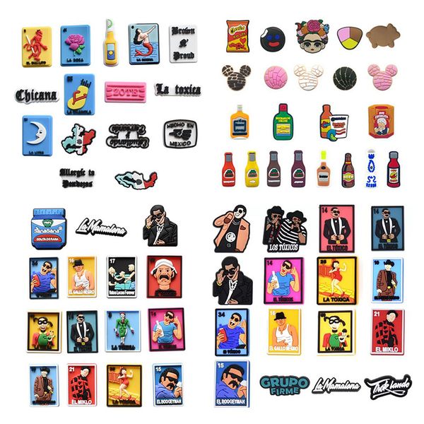 

fast delivery wholesale croc charms mexican style soft rubber pvc shoe charms clog buckles for xmas birthday gifts part favors, White;pink