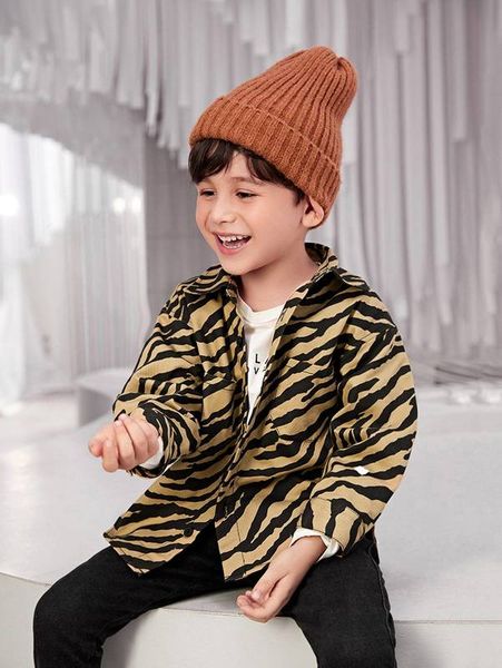 

toddler boys zebra striped print button front coat she, Blue;gray