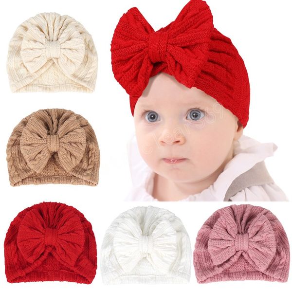 

newborn infant toddler princess turban hat crochet bows knot beanie caps baby girls hair accessories p props, Yellow