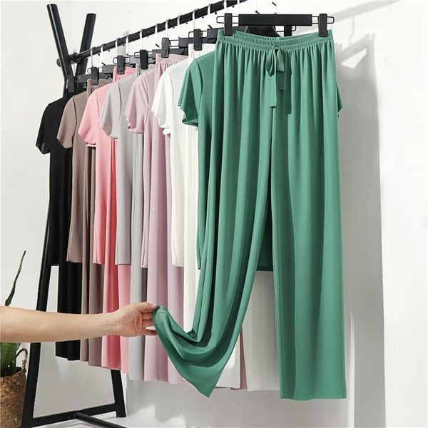 

female home clothes sleepwears 2 pieces set lady suit summer women lounge wear autumn loose homewear for pajamas pants, Black;red